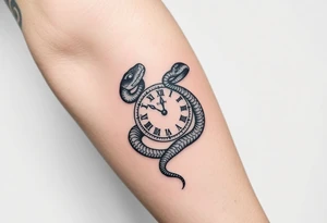 Snake wrapped around clock tattoo idea