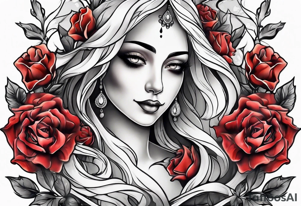 Ghost face holding flowers tattoo idea