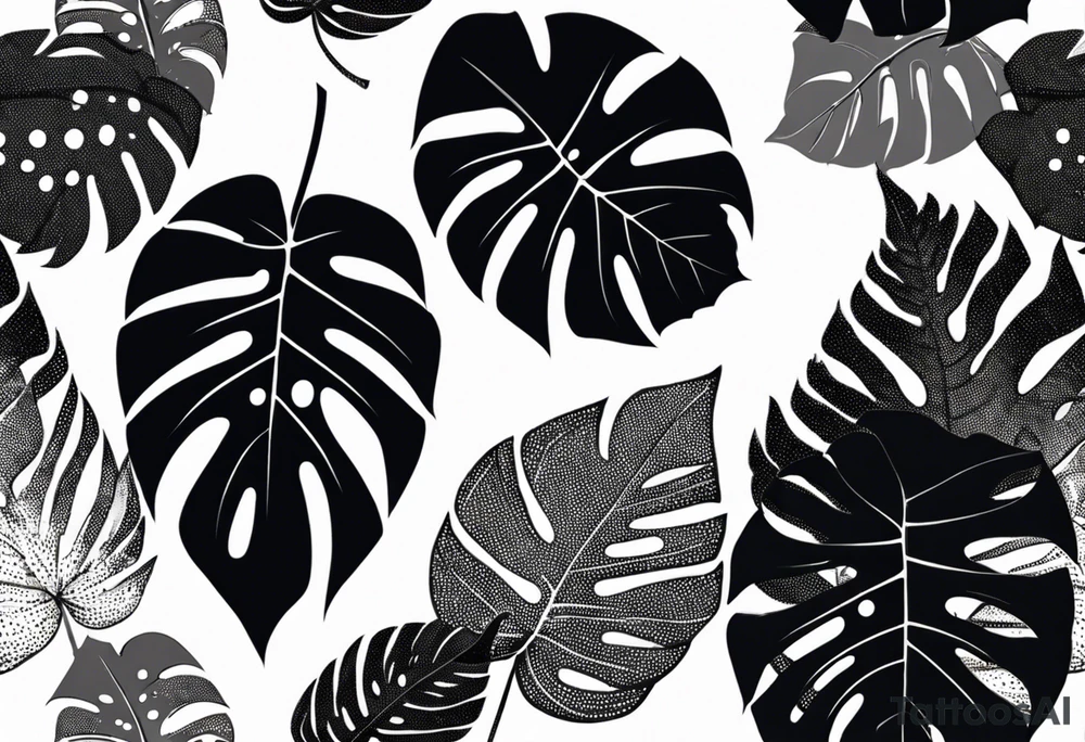 a group of monstera leaves tattoo idea