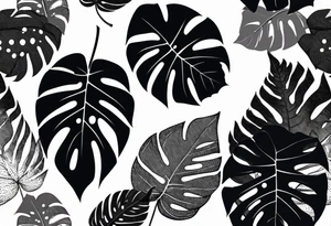 a group of monstera leaves tattoo idea