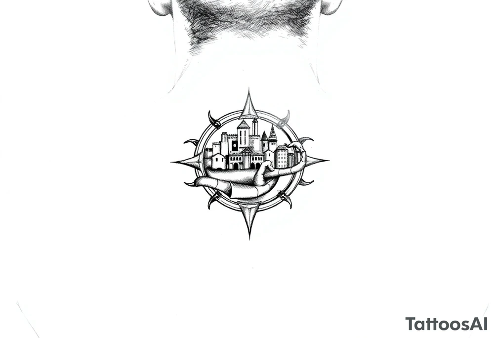 County ,realistic, small , black and white tattoo idea