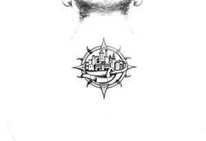 County ,realistic, small , black and white tattoo idea