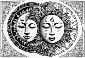 Moon and sun no face tattoo idea
