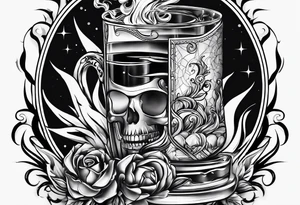 Fire comes from a drink tattoo idea