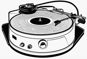 A recordplayer fineline minimalistic in one line 2D outline tattoo idea