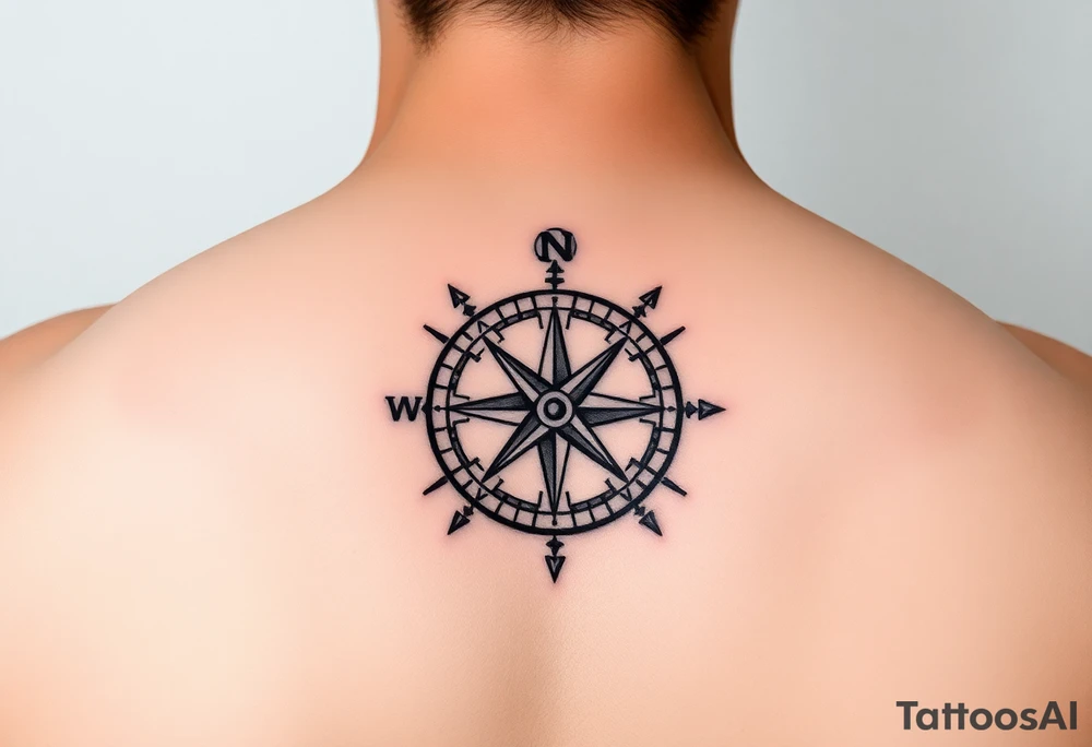 detailed compass including directions tattoo idea