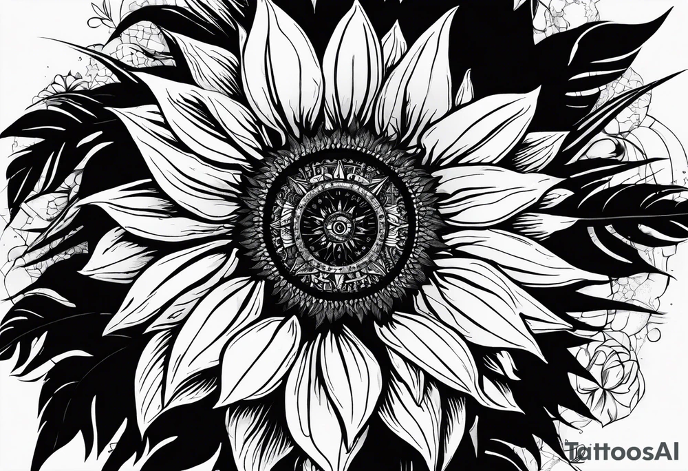 Sunflower, compass, with the words "To Thine Own Self Be True" tattoo idea
