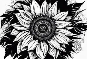 Sunflower, compass, with the words "To Thine Own Self Be True" tattoo idea