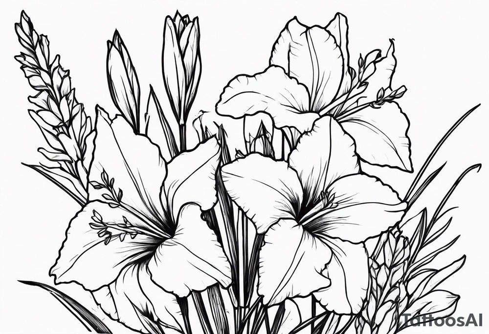 larkspur and gladiolas tattoo idea