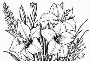 larkspur and gladiolas tattoo idea