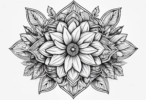 leaves and flowers geometric tattoo idea