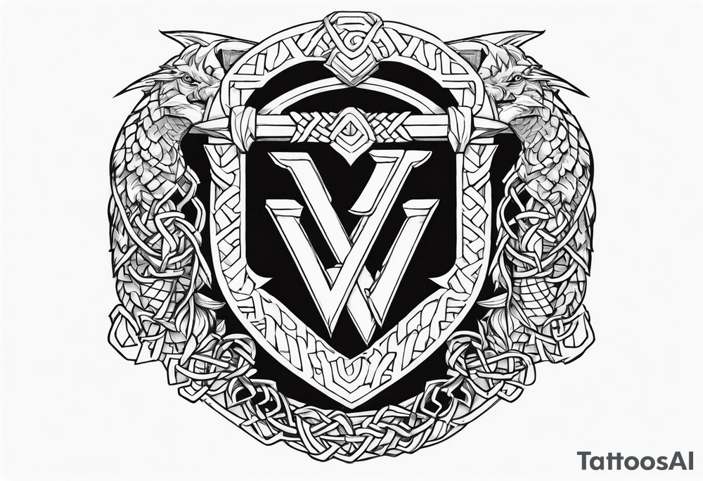 Valhalla sword shield dragon axe Valknut chains
steps tattoo idea Valhalla sword shield dragon axe Valknut chains
steps tattoo idea