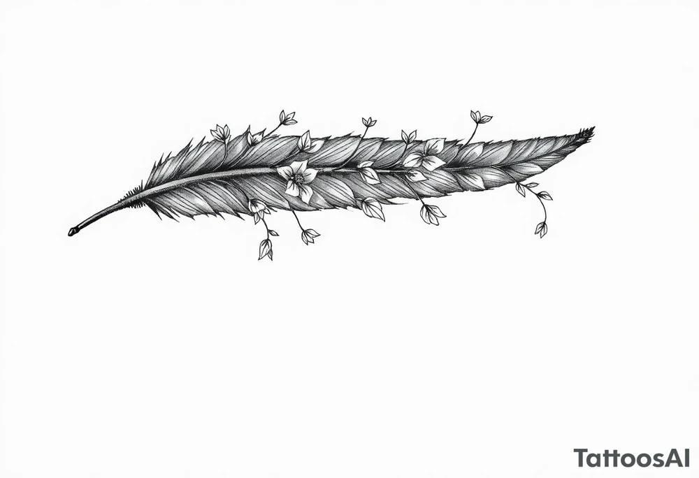 Feather with vine tattoo idea