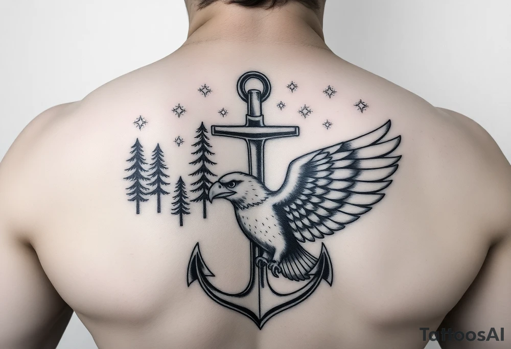 Father time/Keeper of the stars, Trees, anchor,
 Air force eagle tattoo idea