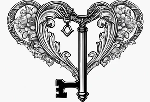 old antique heart shaped key with the 2016 on it. tattoo idea