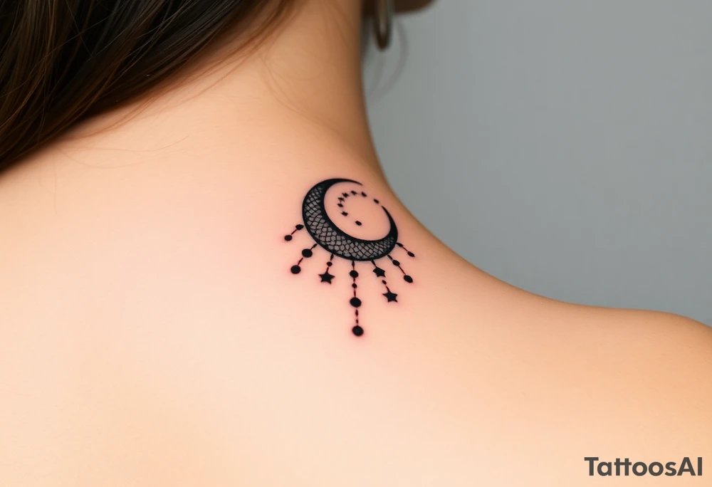 Cascade of stars swirl moon tattoo idea