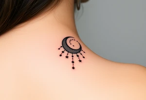 Cascade of stars swirl moon tattoo idea