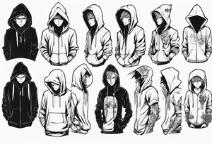 Anime guy in a hoodie tattoo idea