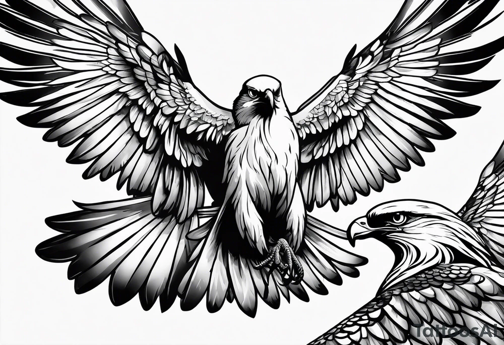 Dove and Eagle fly side by side tattoo idea