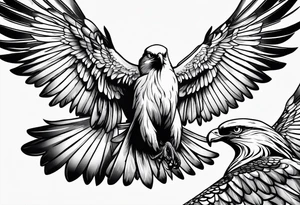 Dove and Eagle fly side by side tattoo idea