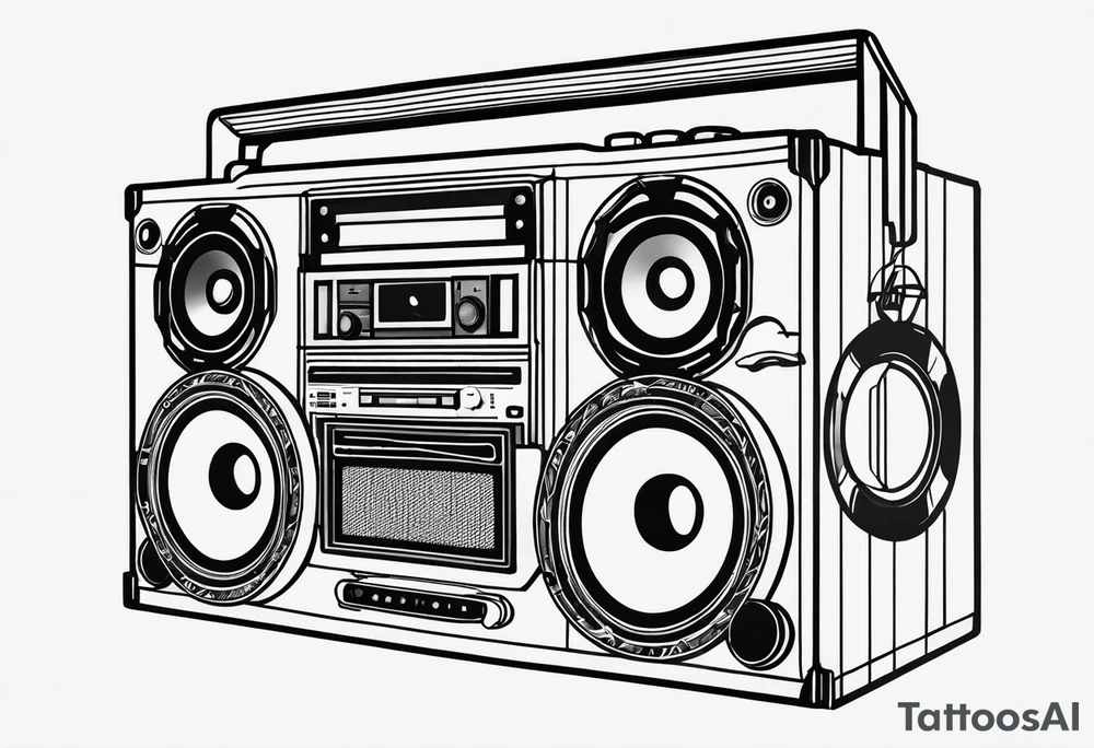 A boombox in fineline very minimalistic tattoo idea