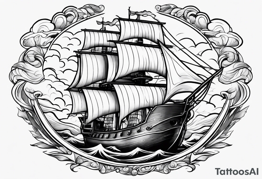 storm clouds surrounding a ship tattoo idea