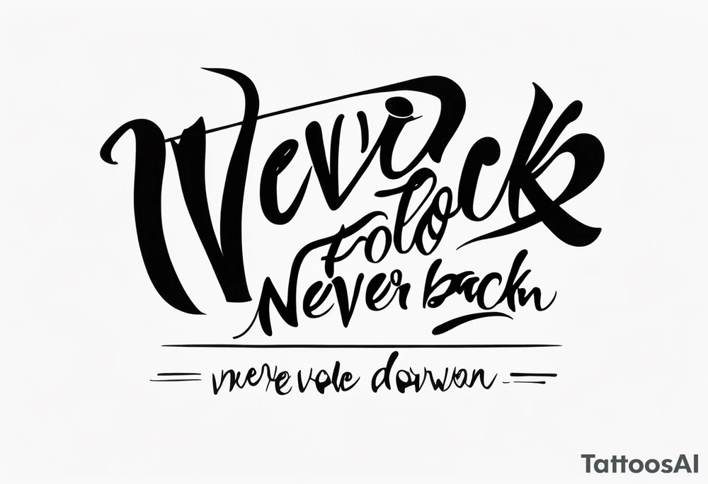 Minimalist design for a small tattoo with quote " never fold never back down" tattoo idea Minimalist design for a small tattoo with quote " never fold never back down" tattoo idea