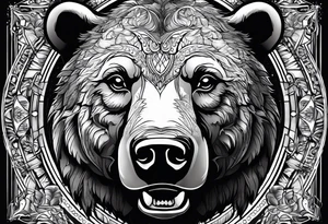 Make me a tattoo of half a bear's face and half a bull's tattoo idea