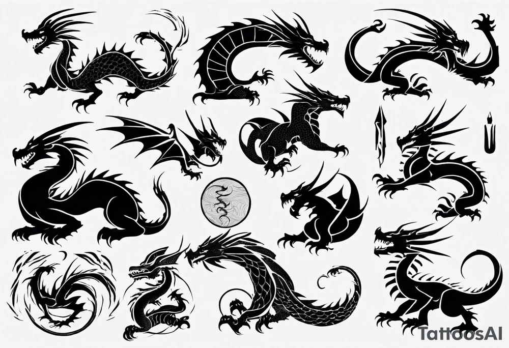 Dragon with no black tattoo idea