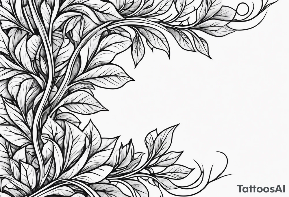 thin vines with leaves in a straight line tattoo idea