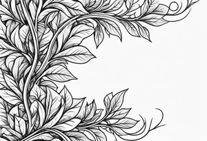 thin vines with leaves in a straight line tattoo idea