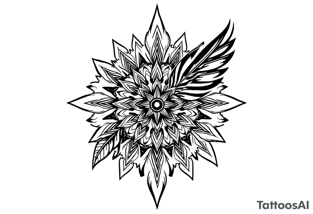 spiritual feather indian mandala shaman tattoo idea