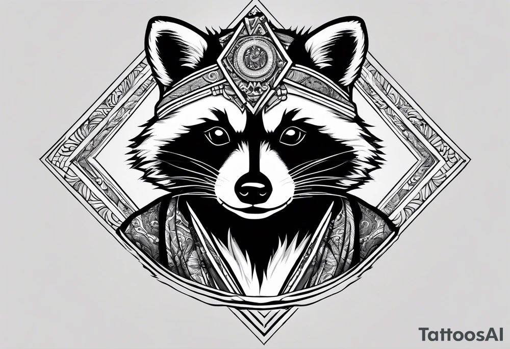 raccoon wearing a Superman hoodie tattoo idea