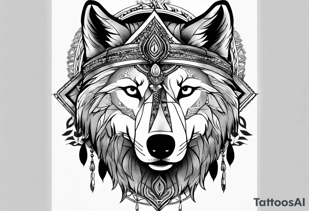 A turkish mhytologic shamanism with wolf tattoo idea