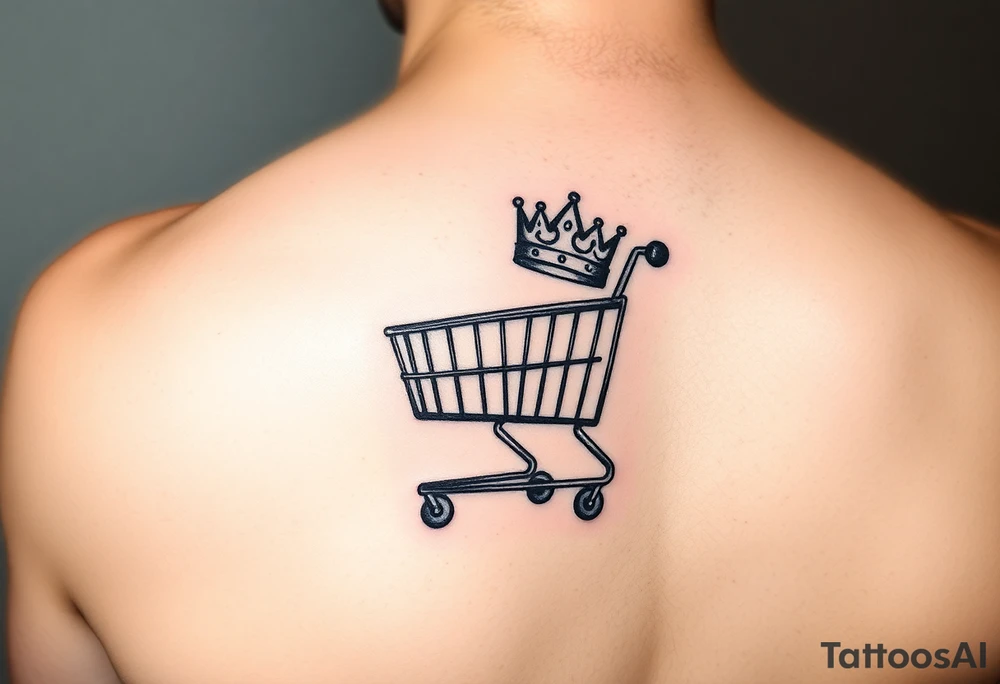 A small shopping cart with a princess crown 
On the side tattoo idea