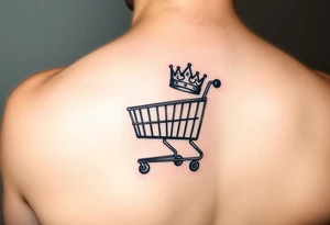 A small shopping cart with a princess crown 
On the side tattoo idea