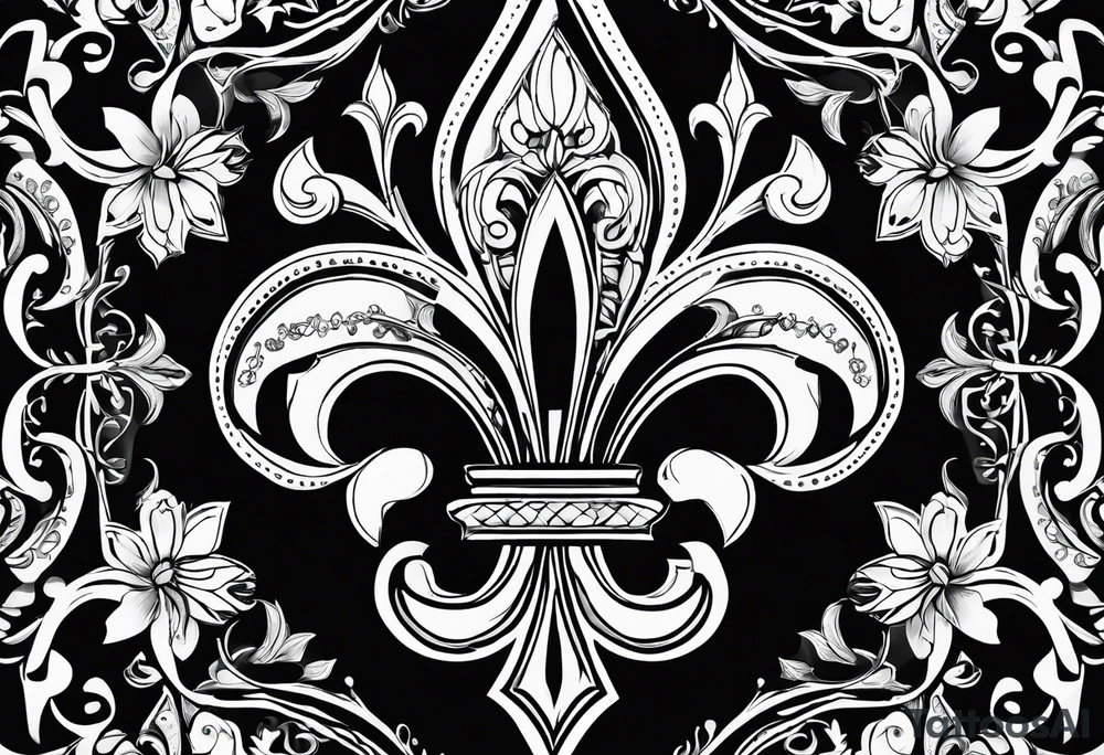 Fleur de lis with geo designs around it tattoo idea