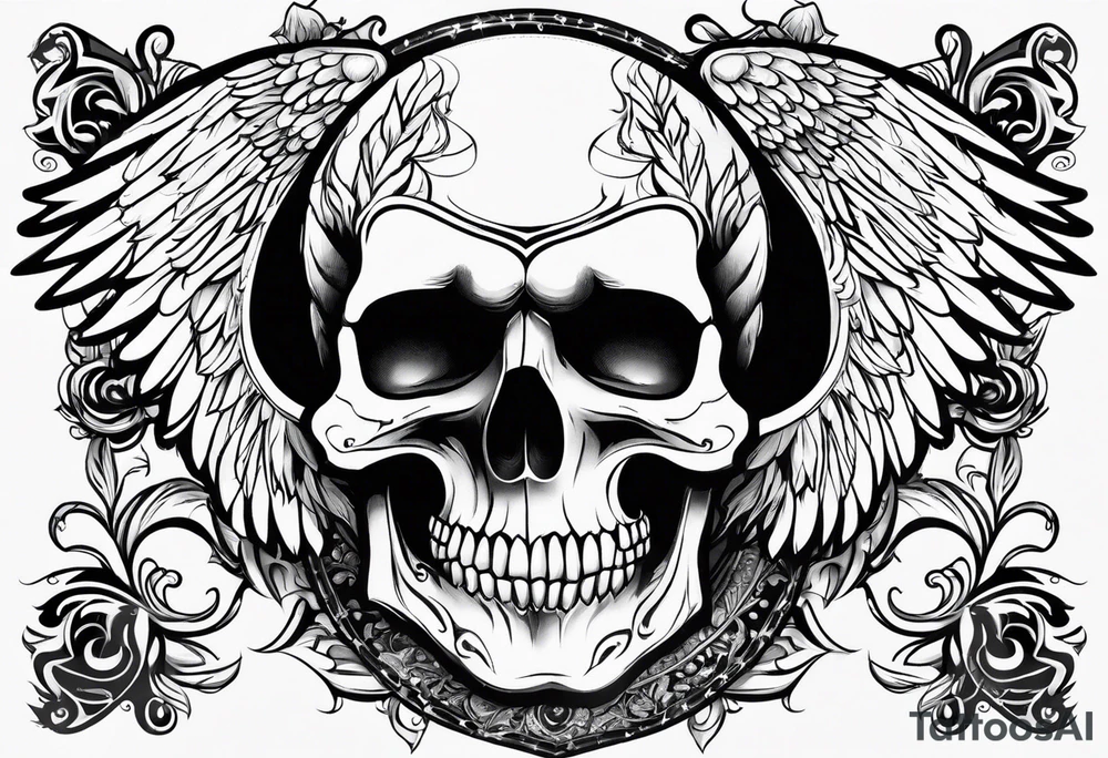 skull angel tattoo idea