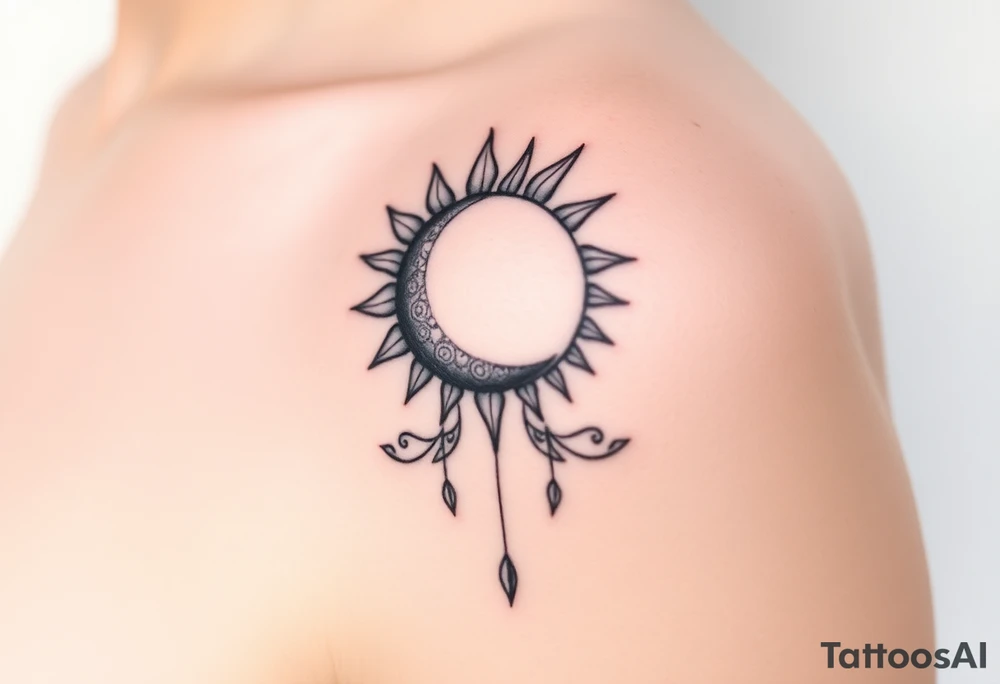 The sun and the moon cascading tattoo idea