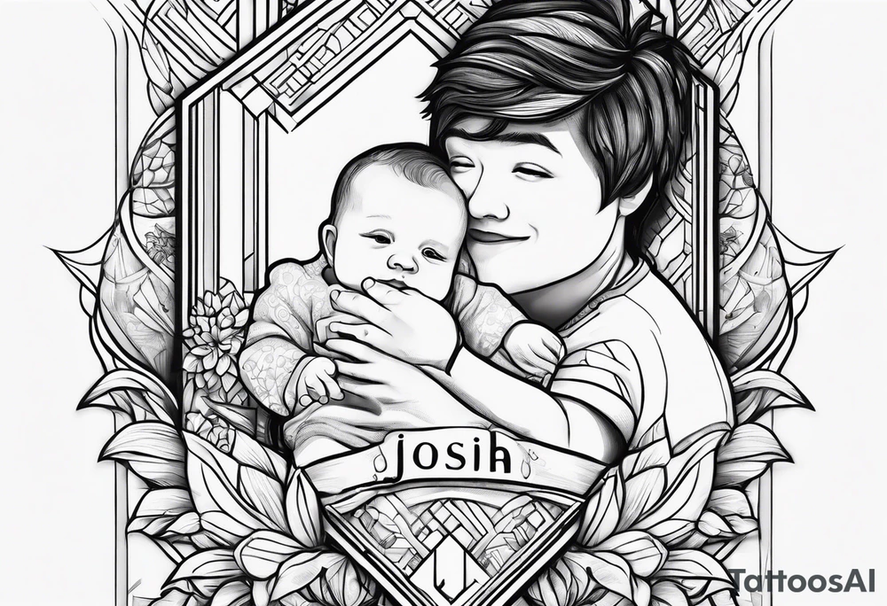 My son name JOSIAH with his baby foot pring tattoo idea
