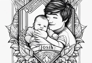 My son name JOSIAH with his baby foot pring tattoo idea