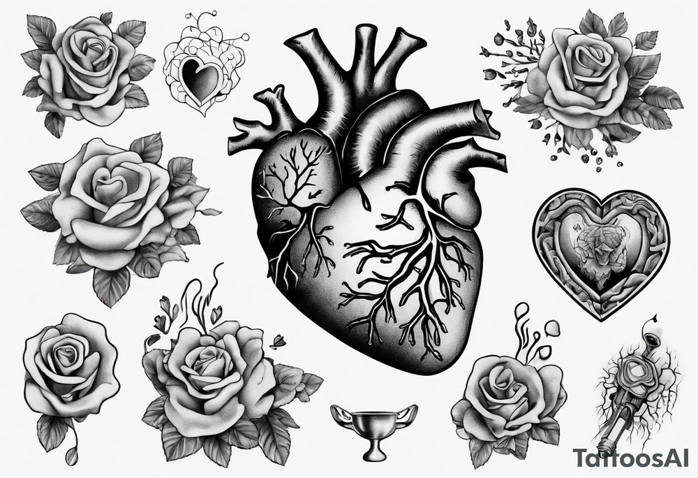 Heart and brain held by a woman's hand tattoo idea