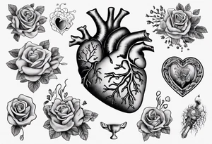 Heart and brain held by a woman's hand tattoo idea