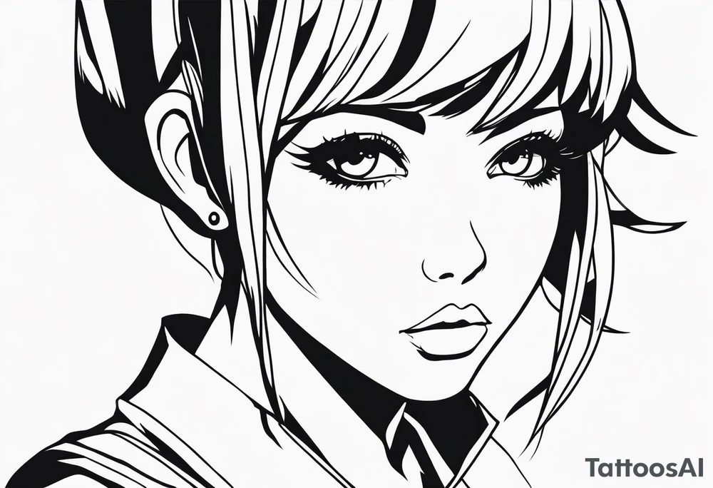 pop-art style anime girl tattoo idea
