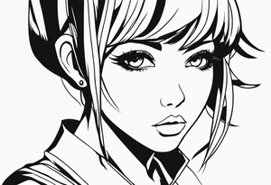pop-art style anime girl tattoo idea