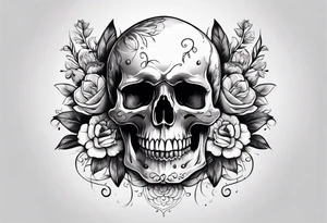 skull with flowers growing on top its head tattoo idea