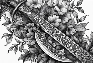 A Rapier blade down my spine with leafy vines surrounding the blade tattoo idea