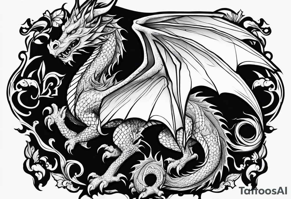 men thigh welsh dragon tattoo idea
