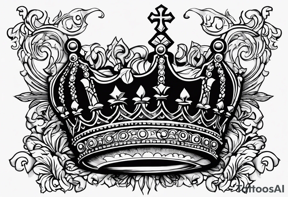 A crown with lettering underneath that says "Dynasties of the Crown" tattoo idea