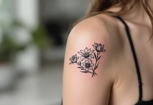 flower arrangement with spider lilies, tulip, cherry blossom tattoo idea